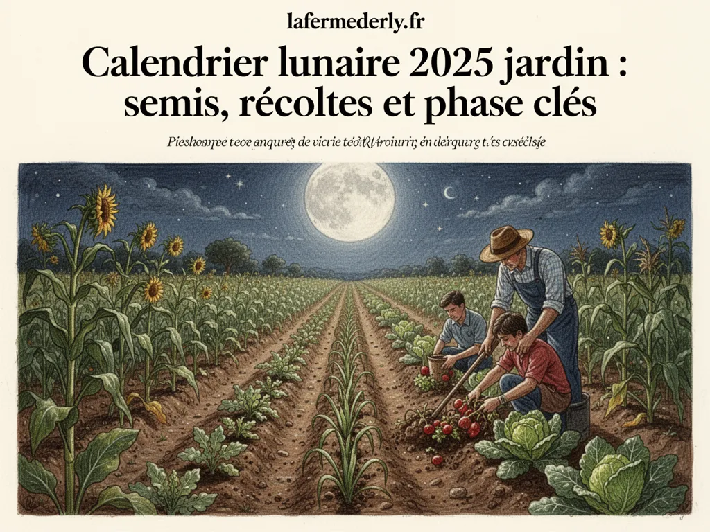Calendrier lunaire 2025 pour le jardinage avec des phases lunaires
