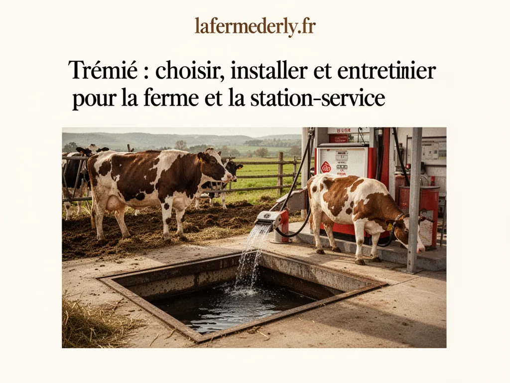 Vue rapprochée d'une trémie métallique reliée à une pompe de transfert, palettes et jerricans à côté